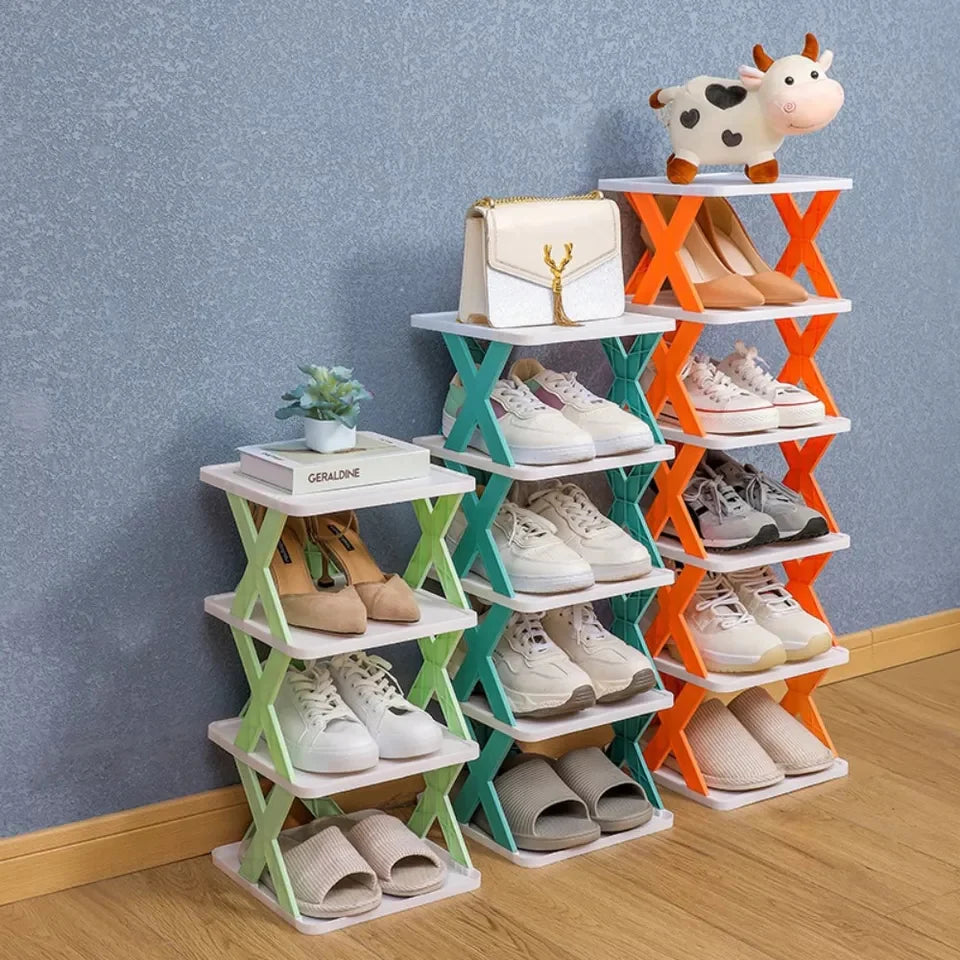 Multilayer Folding Shoe Rack Organizer with X Shape For Home