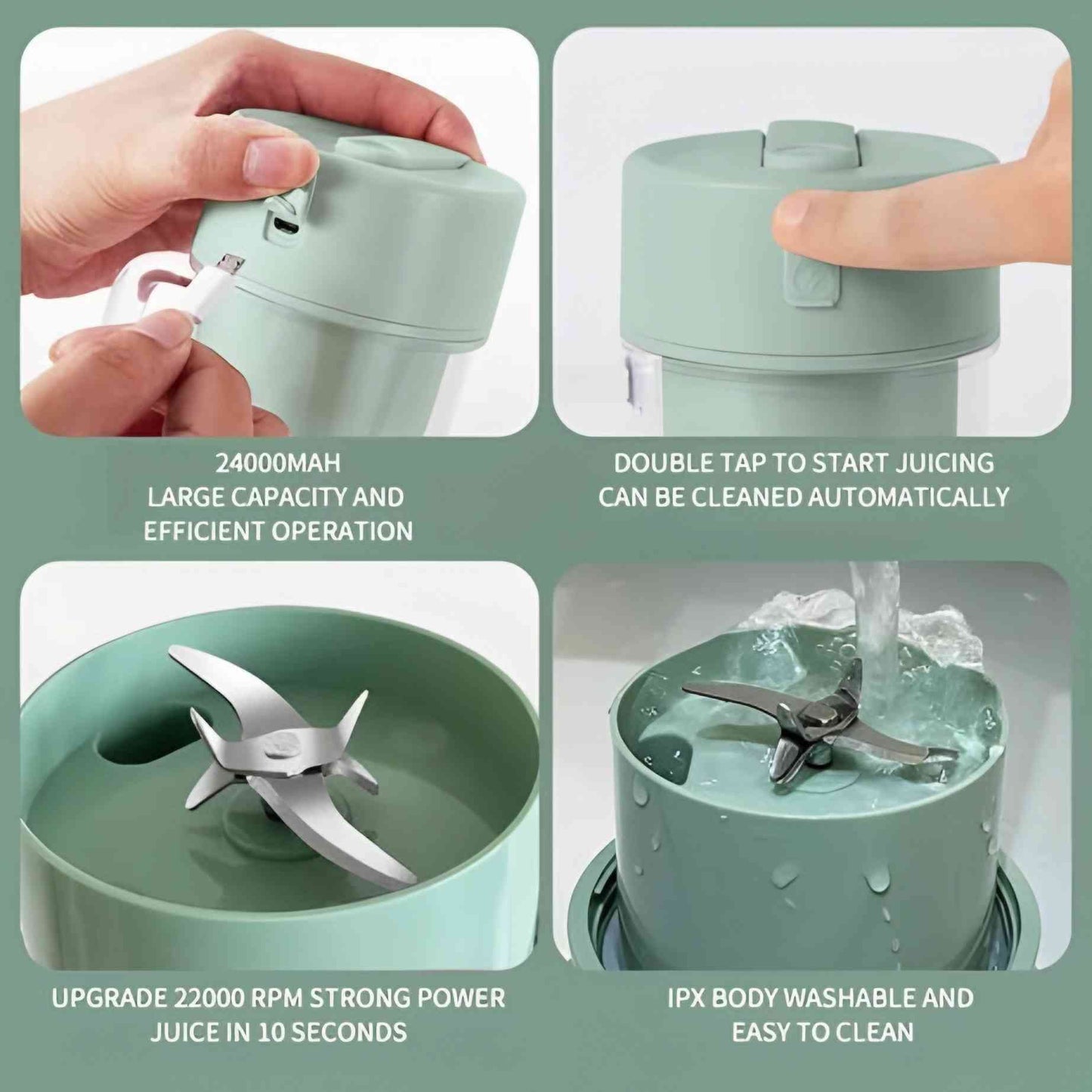 Portable Mini USB Rechargeable Juicer Blender with 6 Rotating Blades and Straw Cup For Effortlessly Blends Fruits, Veggies, and More