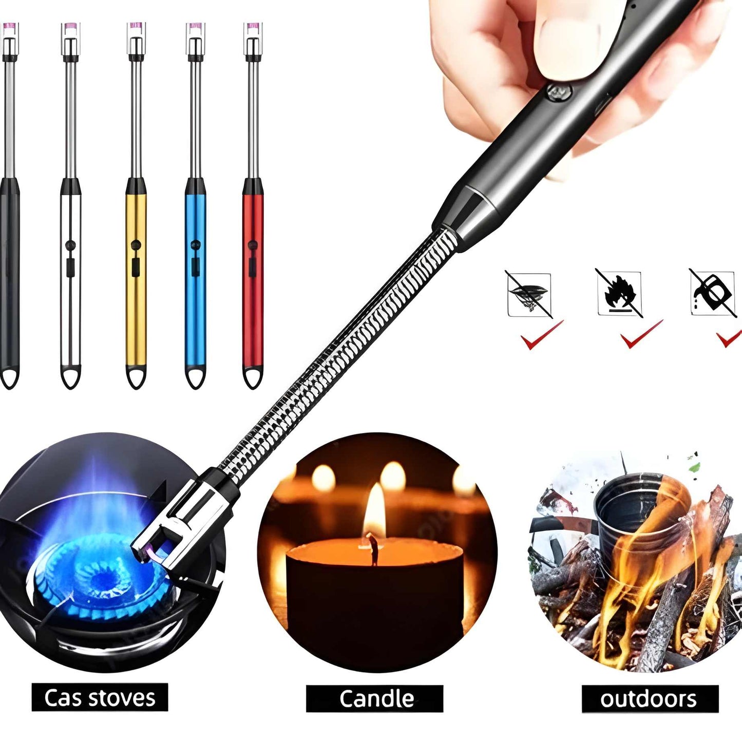 Multipurpose Portable Rechargeable Electric Flame-Free Lighter for Everyday Home and Kitchen Outdoor Use