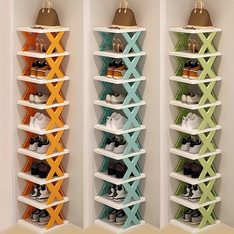 Multilayer Folding Shoe Rack Organizer with X Shape For Home