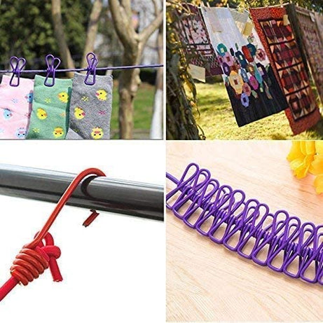 Retractable Portable Clothesline for Travel，Clothing line with 12 Clothes Clips，for Indoor and Outdoor Laundry Drying line