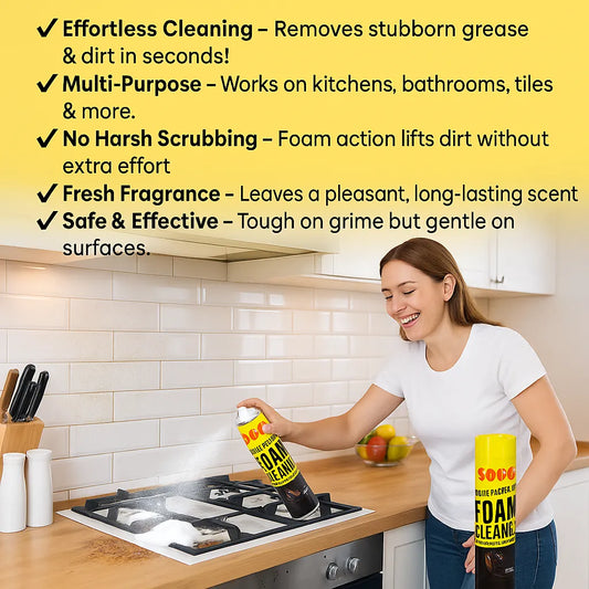 Multi-Purpose Kitchen Foam Cleaner Spray – 650ml | Heavy-Duty Degreaser for Stovetops, Countertops, Ovens, Sinks