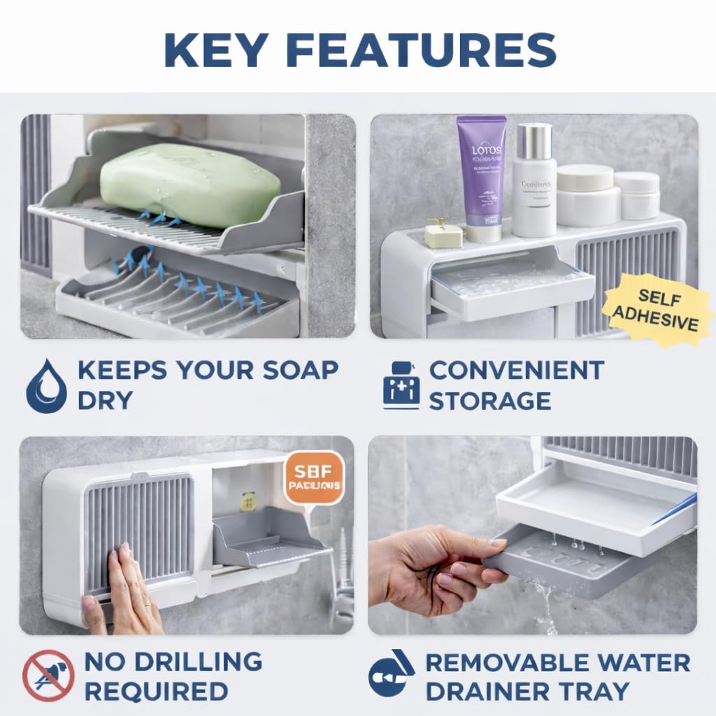 Homaizon Dual Wall Mounted Self Draining Soap Box