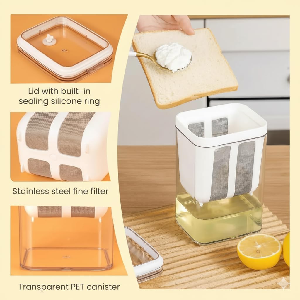 Yogurt Filter with Fine Mesh Strainer with Lid | Yogurt Maker & Cheese Strainer