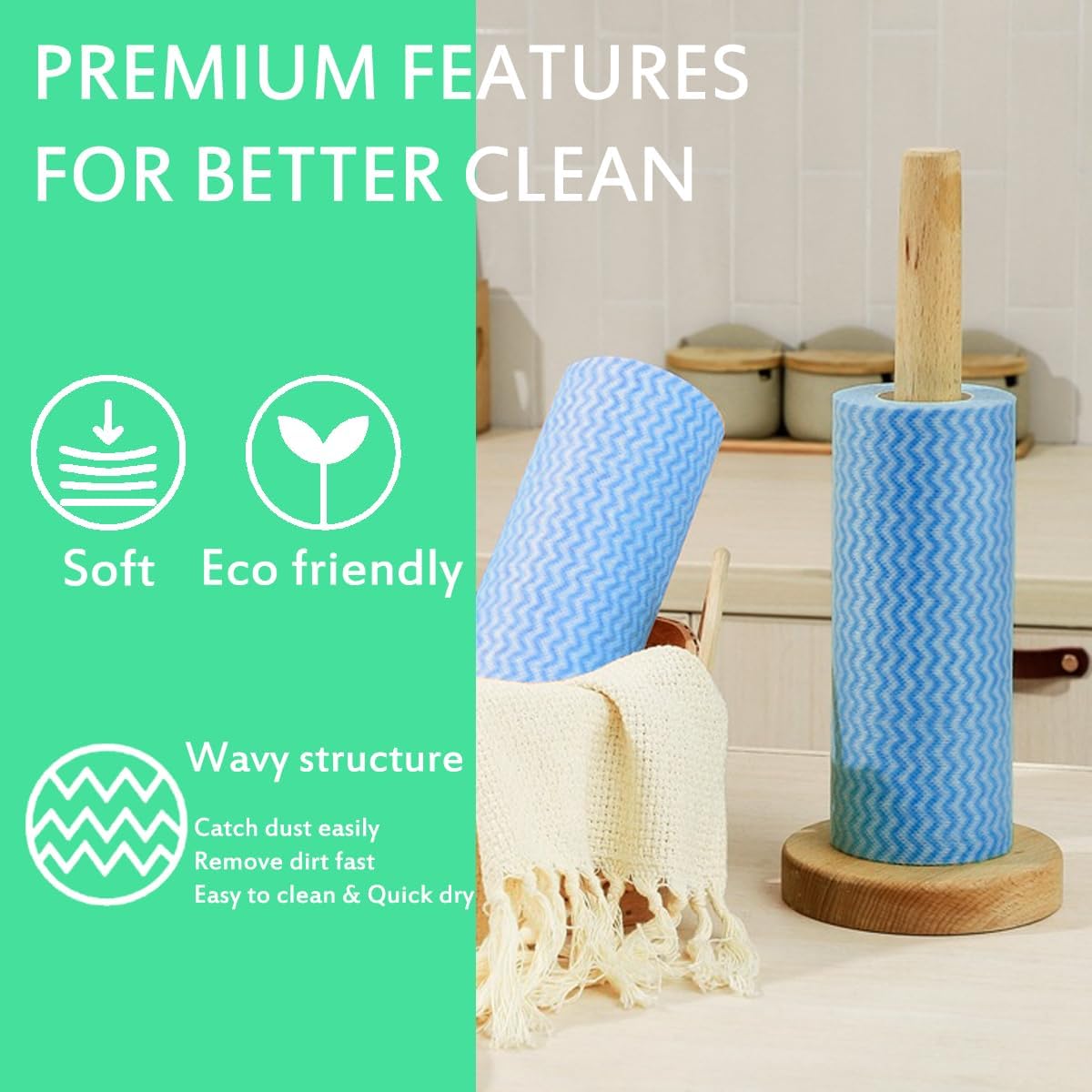 50Pcs Reusable Wipes Sheets Roll - Kitchen Housework Dish Cleaning Cloths Wiping Pad