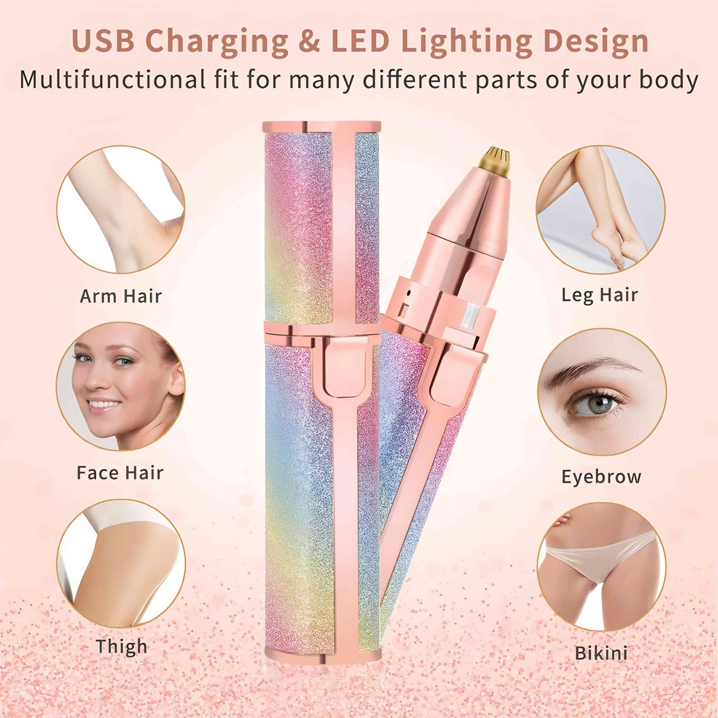 2 IN 1 Rechargeable Electric Eyebrow Trimmer & Shaver for Multiple Body Parts