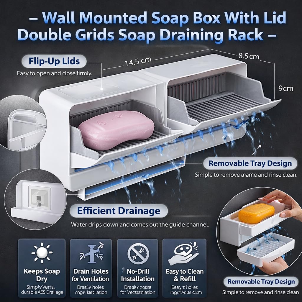 Homaizon Dual Wall Mounted Self Draining Soap Box