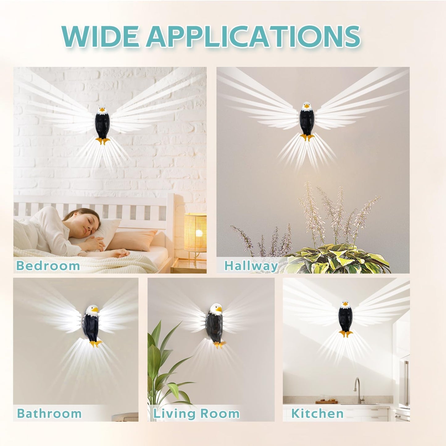 3D Bald Eagle Wall Light