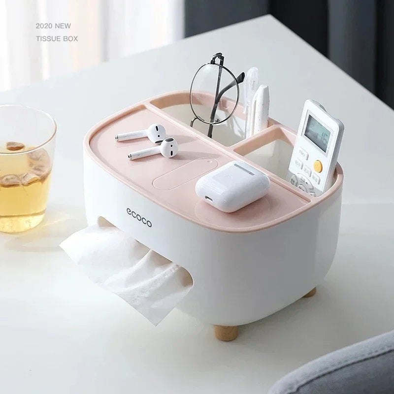Multi-Functional Smart Tissue Holder with Mobile Stand & Stationery Storage