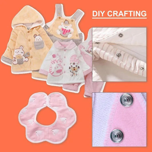 Snap Fasteners Kit - 50 Sets Metal Snaps Buttons with Fastener Pliers Press Tool - Perfect for DIY Crafts, Clothing Sewing, and Hats