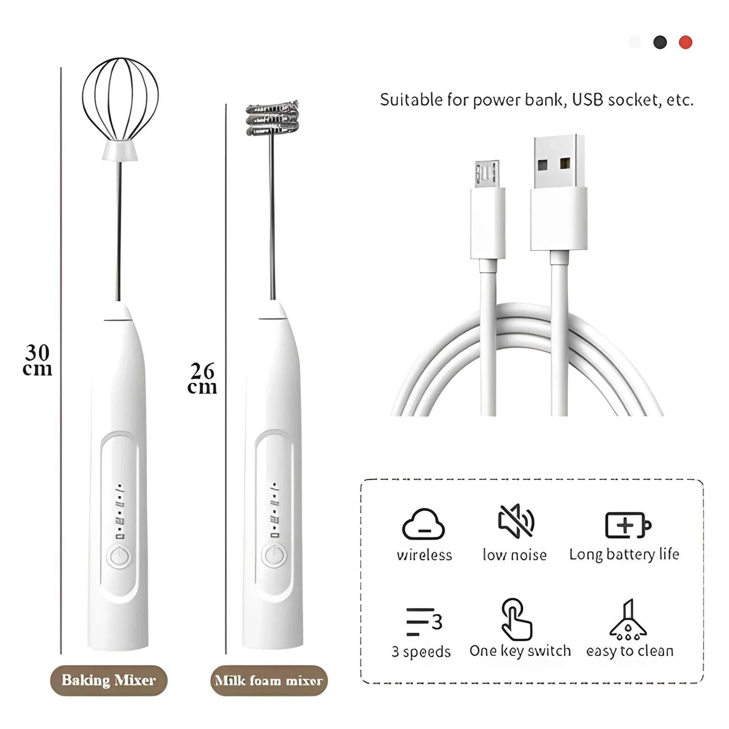 2 In 1 Rechargeable Electric Coffee and Egg Beater and Mixer Milk Frother