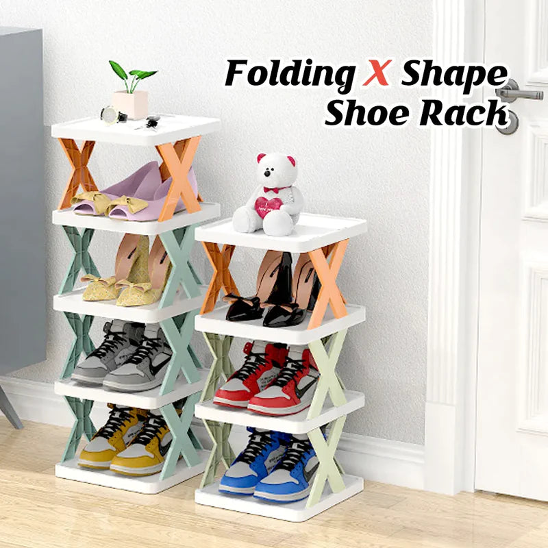Multilayer Folding Shoe Rack Organizer with X Shape For Home