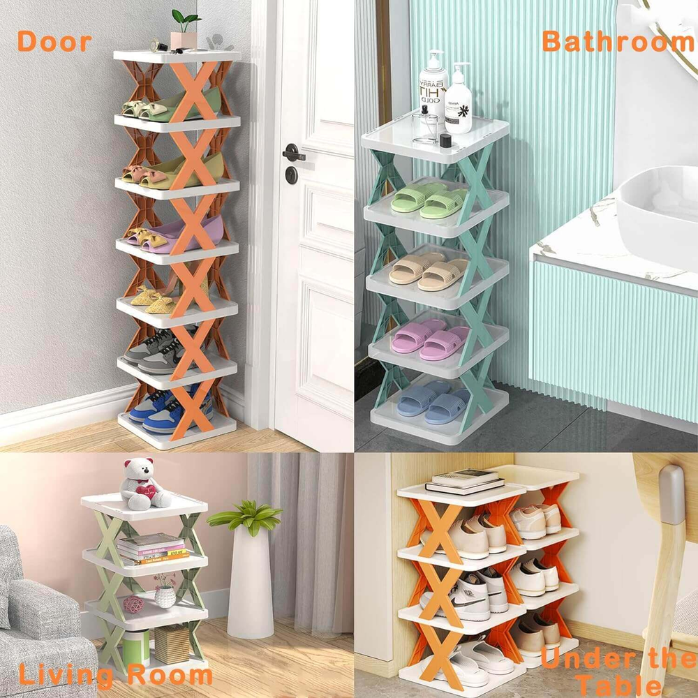 Multilayer Folding Shoe Rack Organizer with X Shape For Home