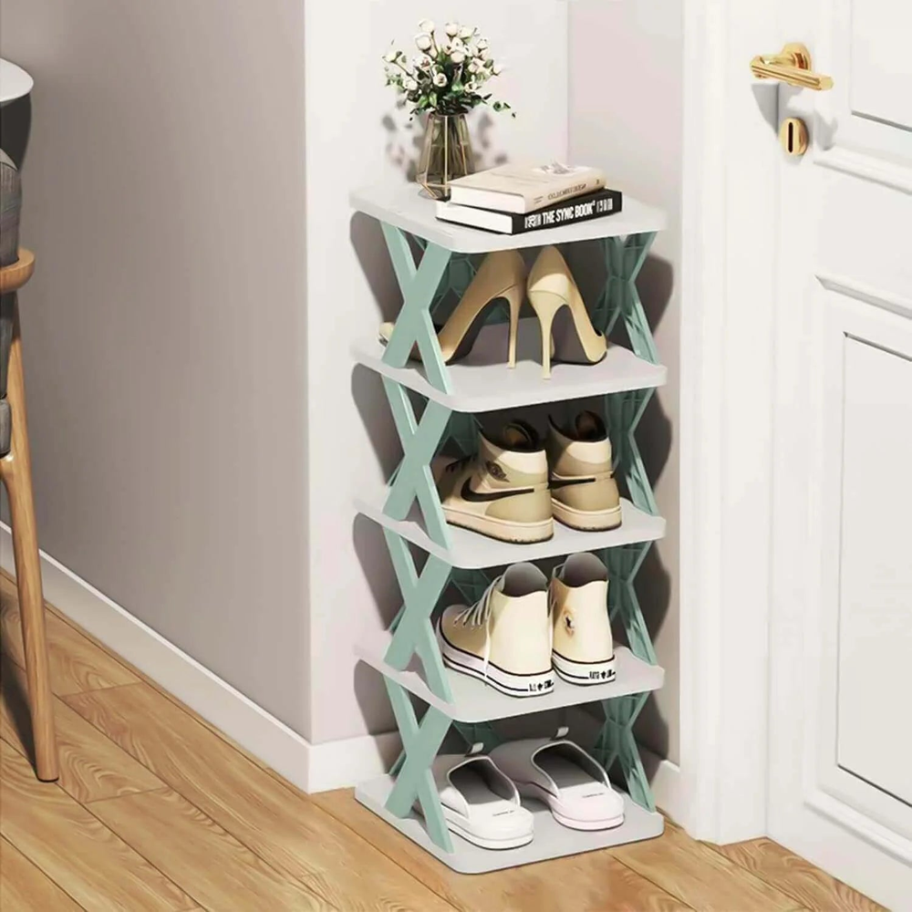 Multilayer Folding Shoe Rack Organizer with X Shape For Home