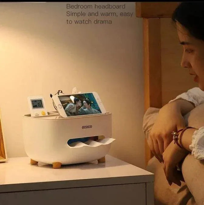 Multi-Functional Smart Tissue Holder with Mobile Stand & Stationery Storage