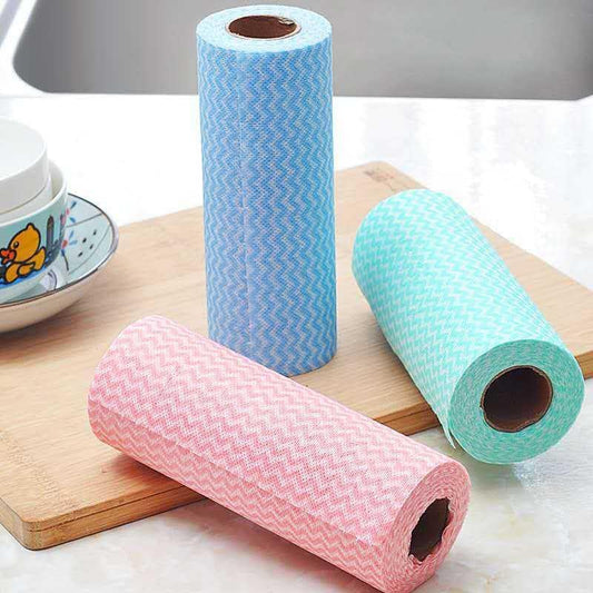 50Pcs Reusable Wipes Sheets Roll - Kitchen Housework Dish Cleaning Cloths Wiping Pad